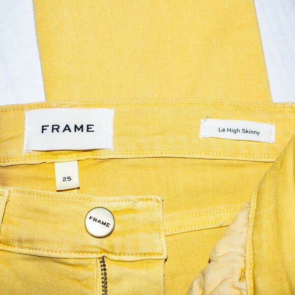 FRAME Denim Le High Skinny Jeans in Citrine Yellow Women's Size 25 - Picture 5 of 10